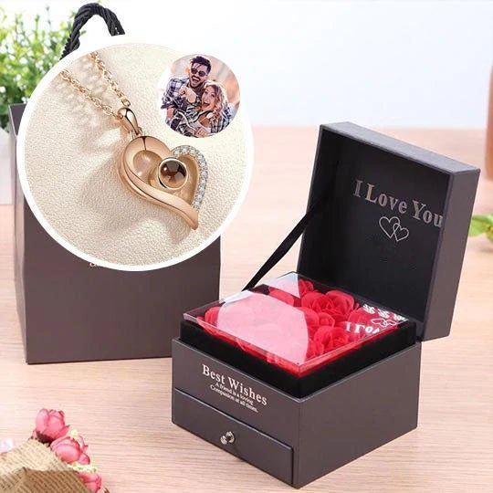 CustoMyLove™ LOVE PROJECTION HEART NECKLACE (I LOVE YOU IN 100 LANGUAGES)
