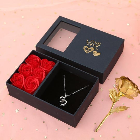 CustoMyLove™ LOVE PROJECTION HEART NECKLACE (I LOVE YOU IN 100 LANGUAGES)