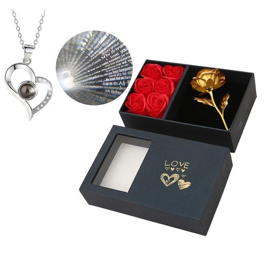CustoMyLove™ LOVE PROJECTION HEART NECKLACE (I LOVE YOU IN 100 LANGUAGES)