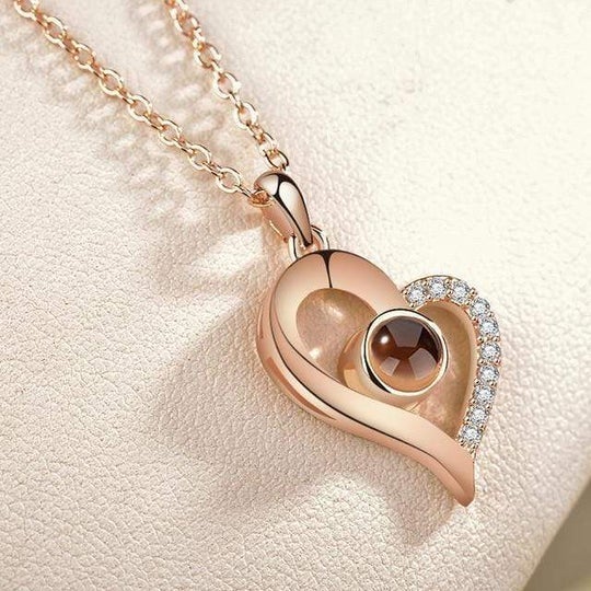 CustoMyLove™ LOVE PROJECTION HEART NECKLACE (I LOVE YOU IN 100 LANGUAGES)