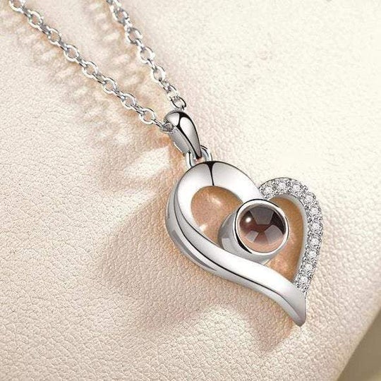 CustoMyLove™ LOVE PROJECTION HEART NECKLACE (I LOVE YOU IN 100 LANGUAGES)