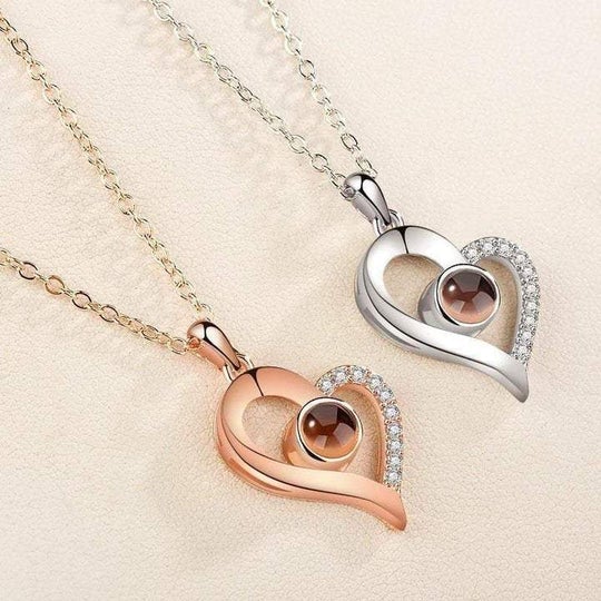 CustoMyLove™ LOVE PROJECTION HEART NECKLACE (I LOVE YOU IN 100 LANGUAGES)