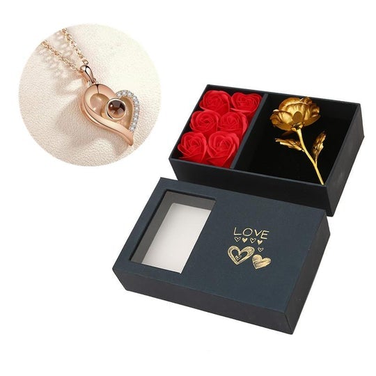 CustoMyLove™ LOVE PROJECTION HEART NECKLACE (I LOVE YOU IN 100 LANGUAGES)