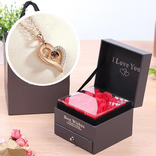 CustoMyLove™ LOVE PROJECTION HEART NECKLACE (I LOVE YOU IN 100 LANGUAGES)
