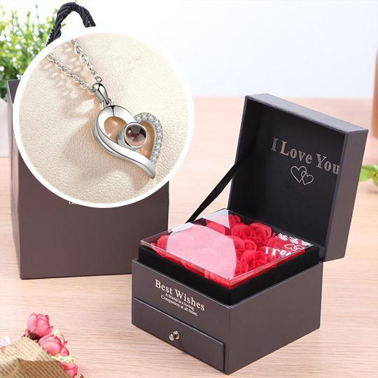 CustoMyLove™ LOVE PROJECTION HEART NECKLACE (I LOVE YOU IN 100 LANGUAGES)