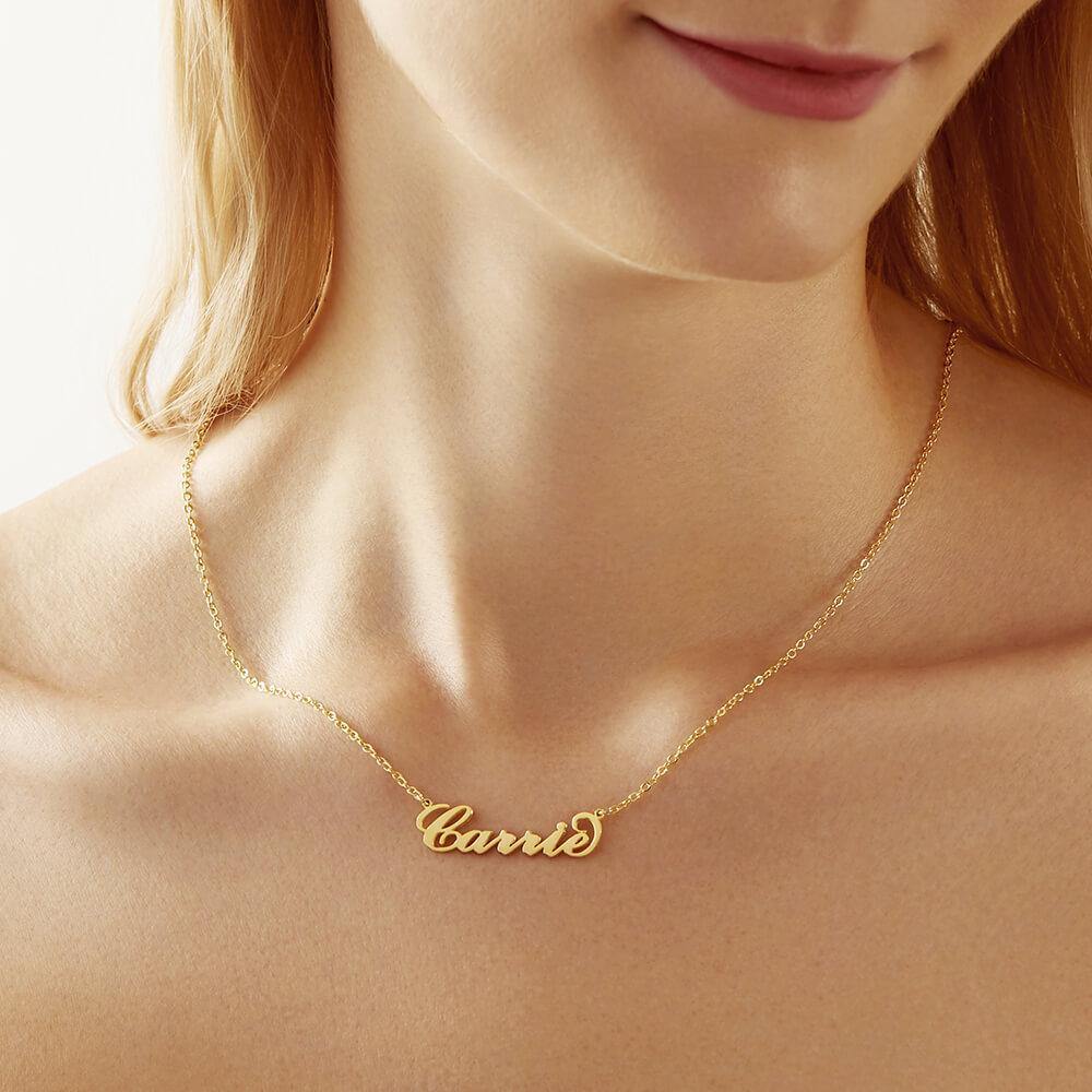 CustoMyLove™ Gold "Carrie" Style Name Necklace Gifts For Her