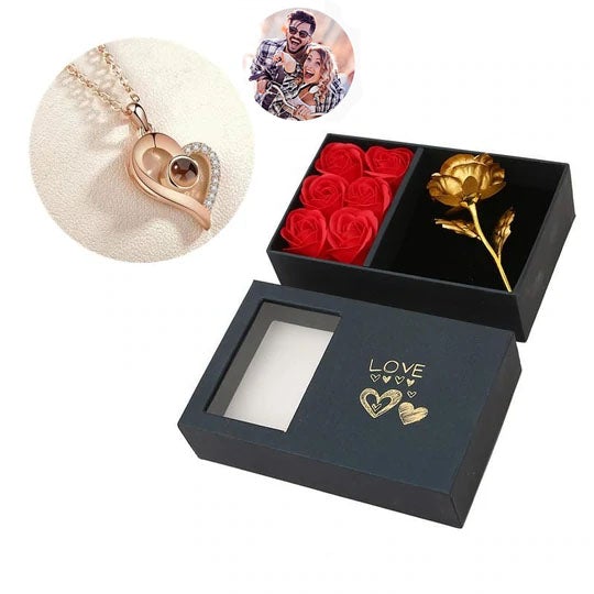 CustoMyLove™ LOVE PROJECTION HEART NECKLACE (I LOVE YOU IN 100 LANGUAGES)
