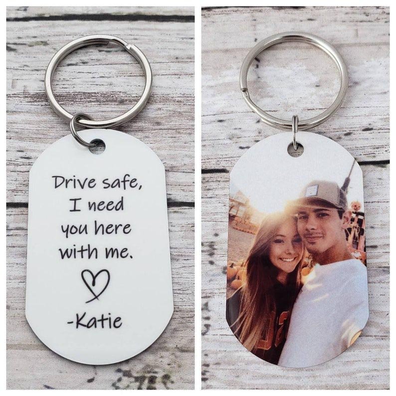 CustoMyLove™ Personalized Photo Keychain with Custom Quote