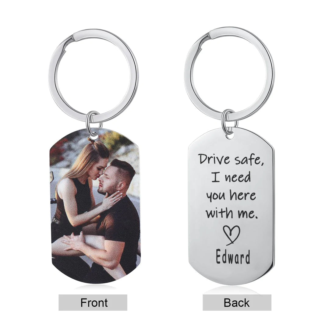 CustoMyLove™ Personalized Photo Keychain with Custom Quote