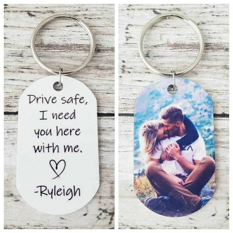 CustoMyLove™ Personalized Photo Keychain with Custom Quote
