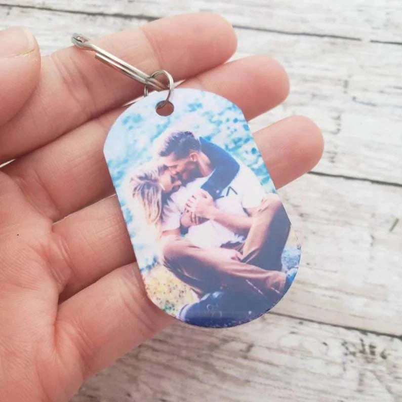 CustoMyLove™ Personalized Photo Keychain with Custom Quote