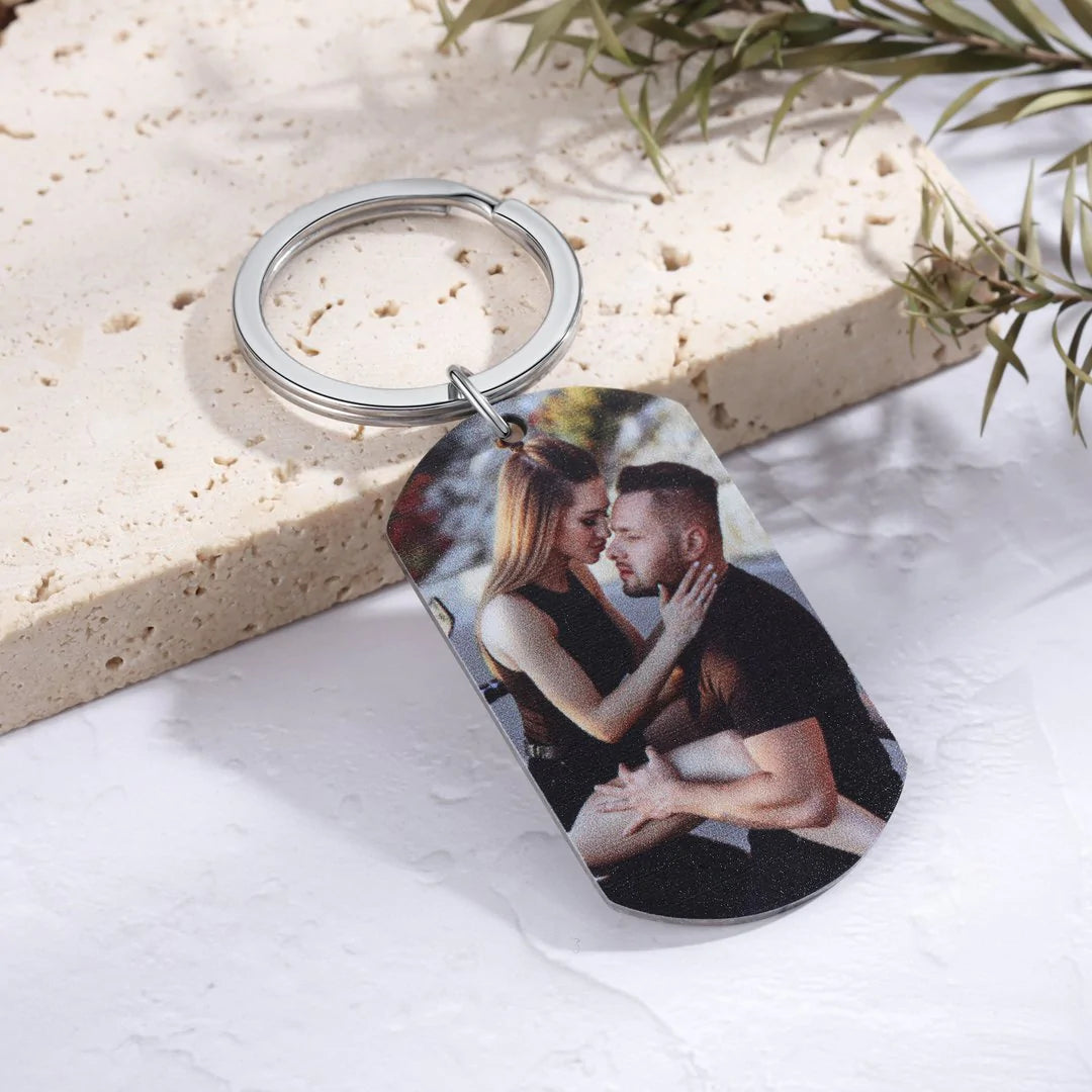 CustoMyLove™ Personalized Photo Keychain with Custom Quote
