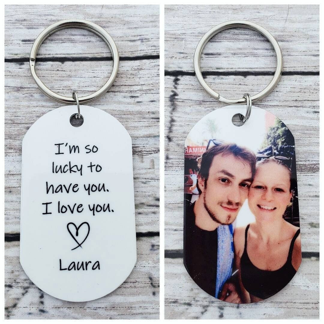CustoMyLove™ Personalized Photo Keychain with Custom Quote