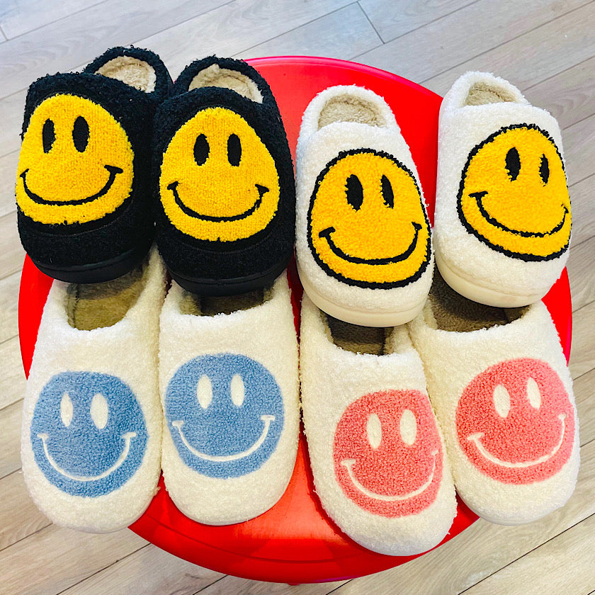 CustoMyLove™ Fuzzy Soho Happy Face Slippers