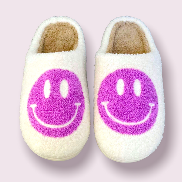 CustoMyLove™ Fuzzy Soho Happy Face Slippers