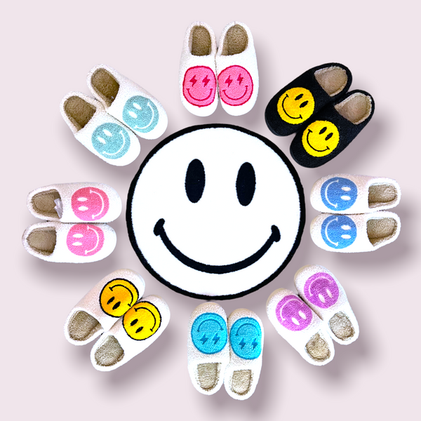 CustoMyLove™ Fuzzy Soho Happy Face Slippers